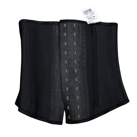 NIP | Black Latex Waist Trainer Shaper Corset Hook Eye Closure Adjustable | 30" - Picture 2 of 6